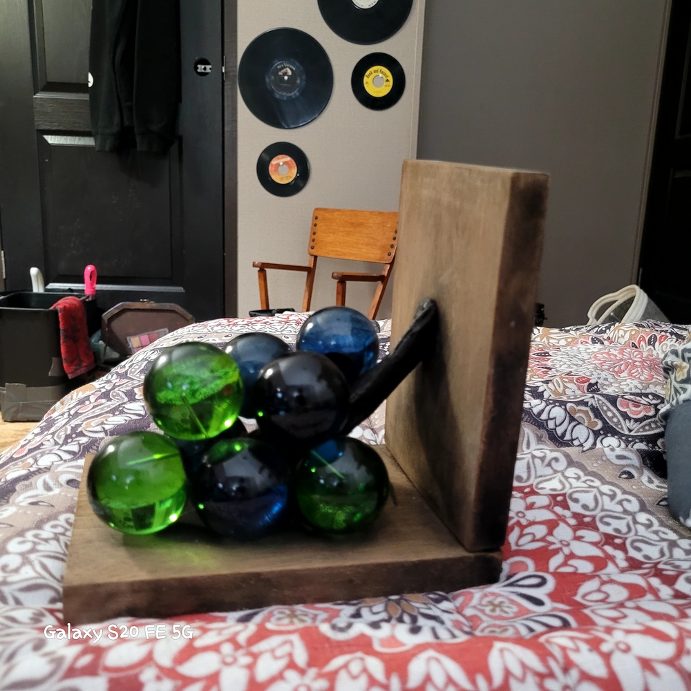 Blue and Green Glass Ball Bookend